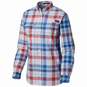 Columbia PFG Super Bahama™ Långärmad Tröja Dam Blå/Grå/Röda (AHOIQ8024)